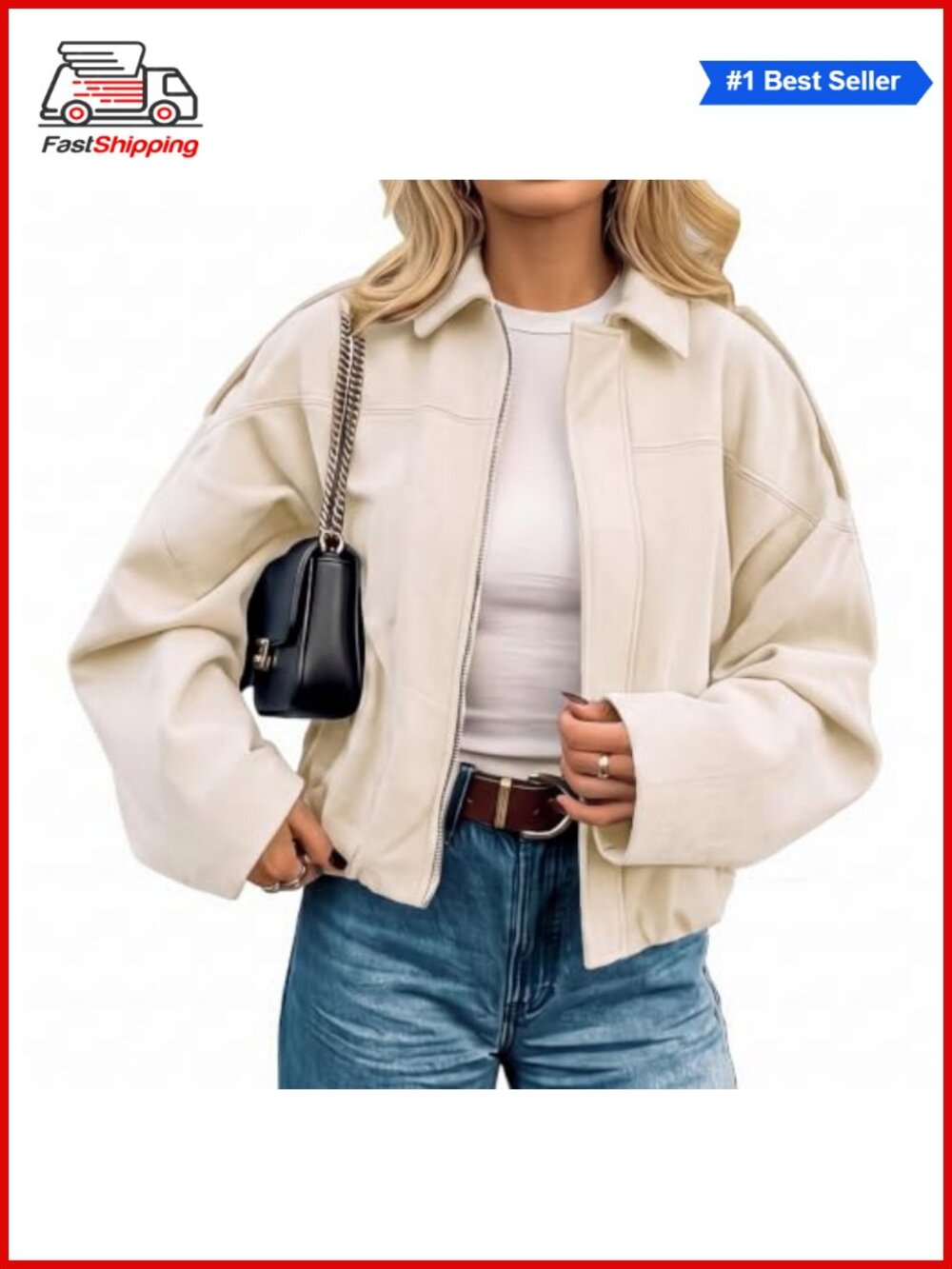 ✨ Faux Suede Cropped Jacket Open Front Long Sleeve Fall Winter Casual